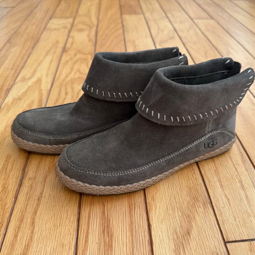 UGG Varney Slate Gray Suede Braided Ankle Boots Women size 6.5 – Cozy Chic Style